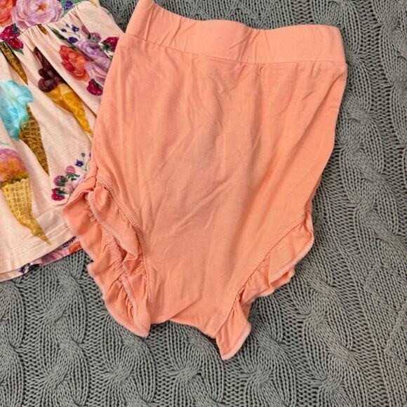 SugarBoo & Co Floral Ice Cream Print Dress and Peach Shorts Set ~ 18/24M - Picture 2 of 9
